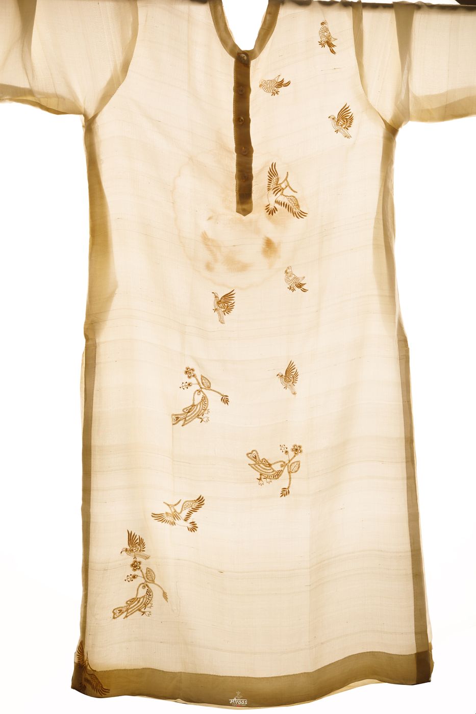 LR | WU | POS 26 | White Mulberry Silk Kurta Fabric 4354